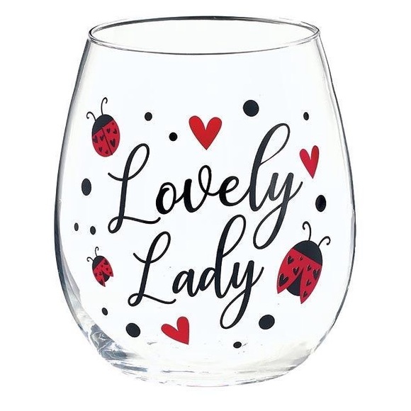 Lovely Lady Ladybugs Stemless Wine Glass - Picture 1 of 1